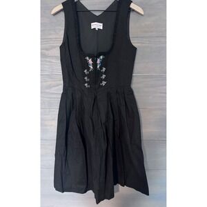 Original Steindl Womens Black Cotton‎ Floral Embroidered Dirndl Dress Size 40